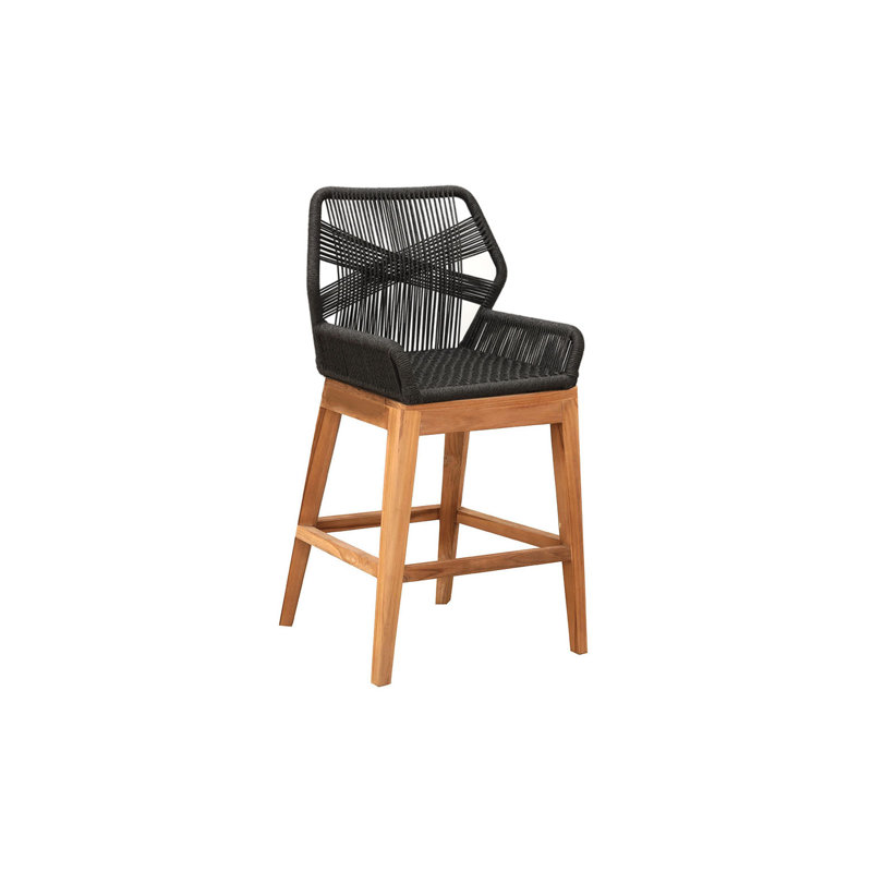 Beverly Outdoor Teak Bar Stool, Black