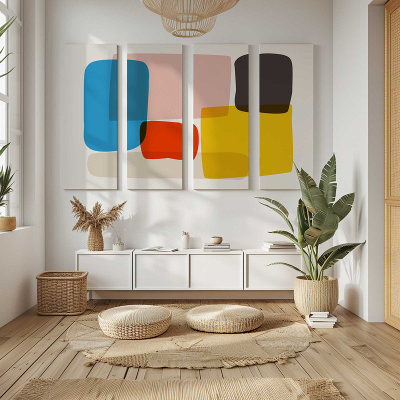 Rhapsodie rectangulaire | Impression sur toile 4 panneaux | Dimensions combinées de 36 po x 54 po, H 48 po x l 72 po