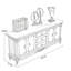 Buffet de table en bois fritté blanc-1076436070