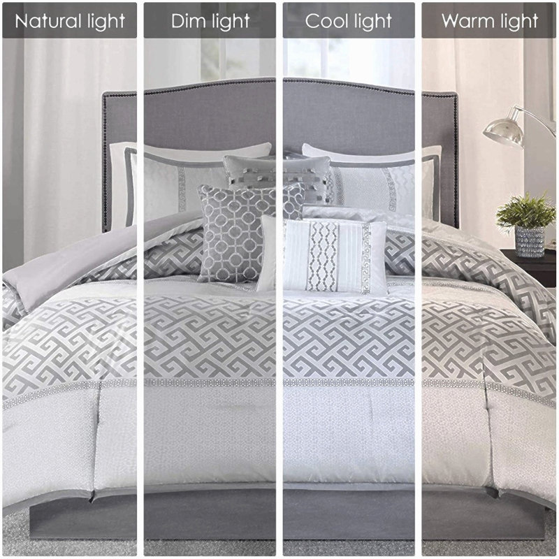 7 Piece Comforter Set Grey Queen