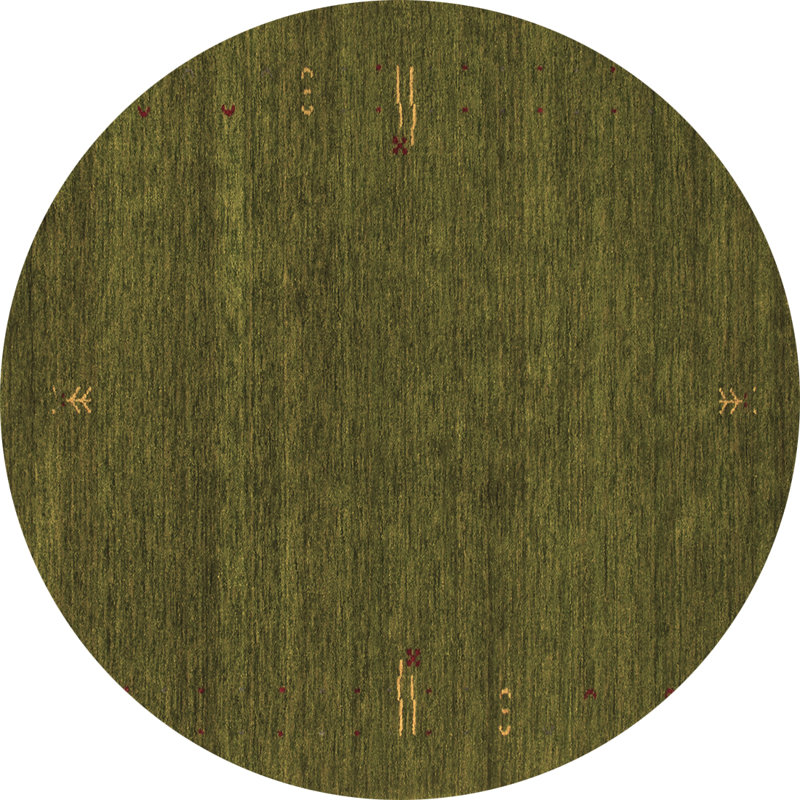 Tapis brun contemporain lavable à la machine 155, Rond 5 pi
