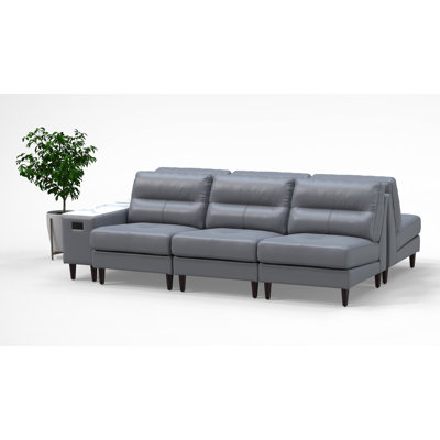 Ensemble de chaises de salle d'attente pour 6 personnes avec tables de chargement, ensemble de 8 pièces, gris 100% cuir véritable