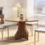 Table de salle à manger Modern Farmhouse pour 4-6 - Table ronde de 47 pouces avec tablette de rangement - Conception peu encombrante pour les appartements et les coins repas - Assemblage facile - Bois de noyer