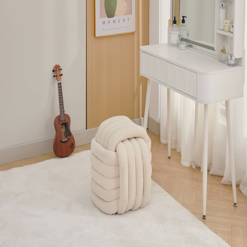 060-Chenille, tabouret de maquillage avec repose-pieds