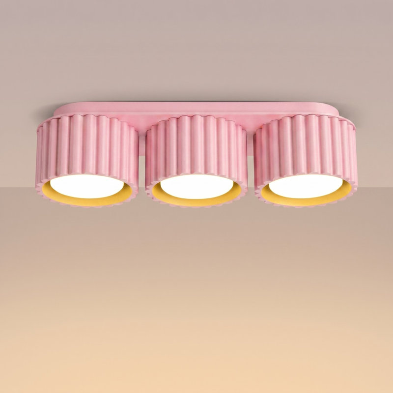 Aura Aluminium Flush Mount, Pink, 32,5x10x8 cm, 3 Lights