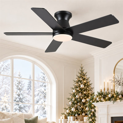 46" 5-blade Indoor Flush mount Ceiling Fans With Lights And Remote/App