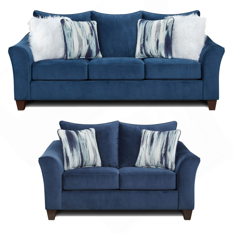 Camero Fabric Pillowback 2-Piece Living Room Set, Sofa And Loveseat, Brown, Brown, 4