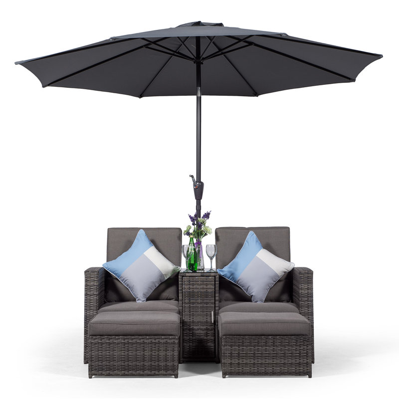 Duenweg Double Chaise with Cushions and Table