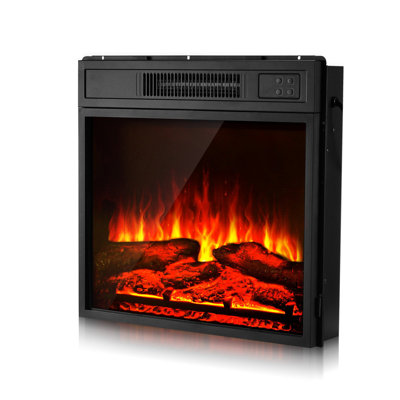 Electric Fireplace Insert, 18 Inch Recessed And Wall Mounted With Adjustable 3 Flame Brightness Levels And 24H Timer And Remote Control, Indoor Heater W/ Overheat Protection, 5000BTU Black