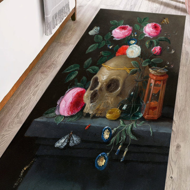 Floral Medley Printed Rug with Elegant Non Woven Thin Type Design Ideal for Enhancing Living Room and Bedroom Aesthetics