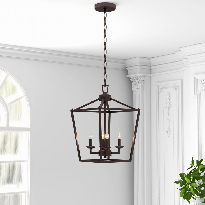 Luminaire suspendu géométrique à 4 lumières Dobson, Bronze