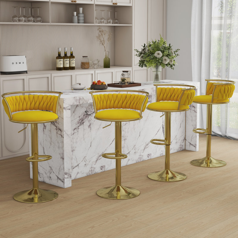 Tabouret de bar Christal, Jaune, Or