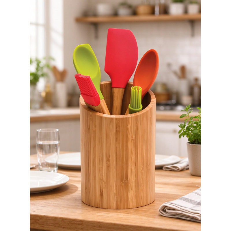 Bamboo Cylinder Utensil Crock