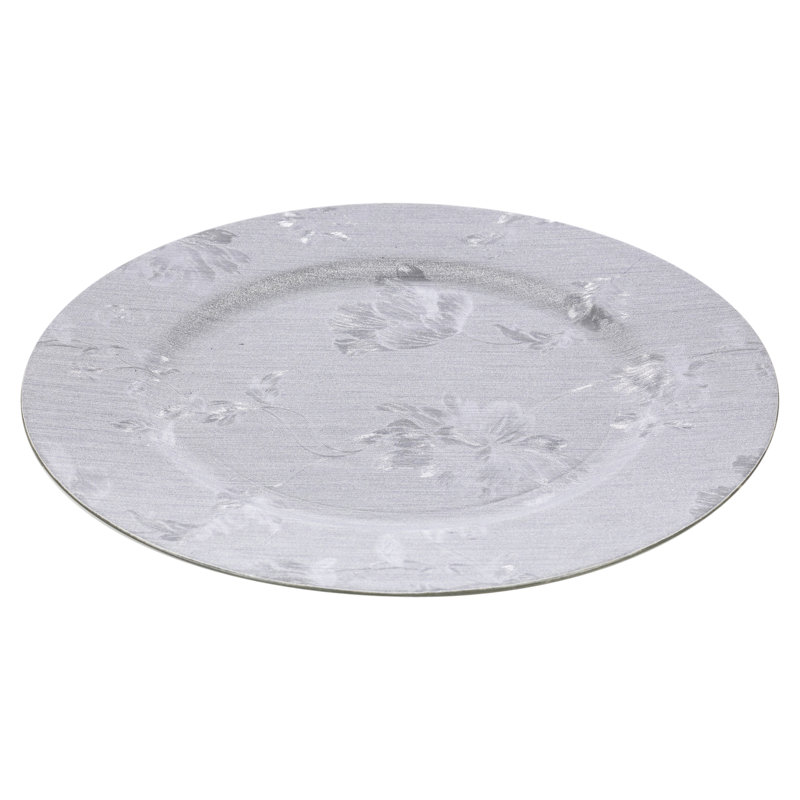 Abbate Floral Charger, Silver
