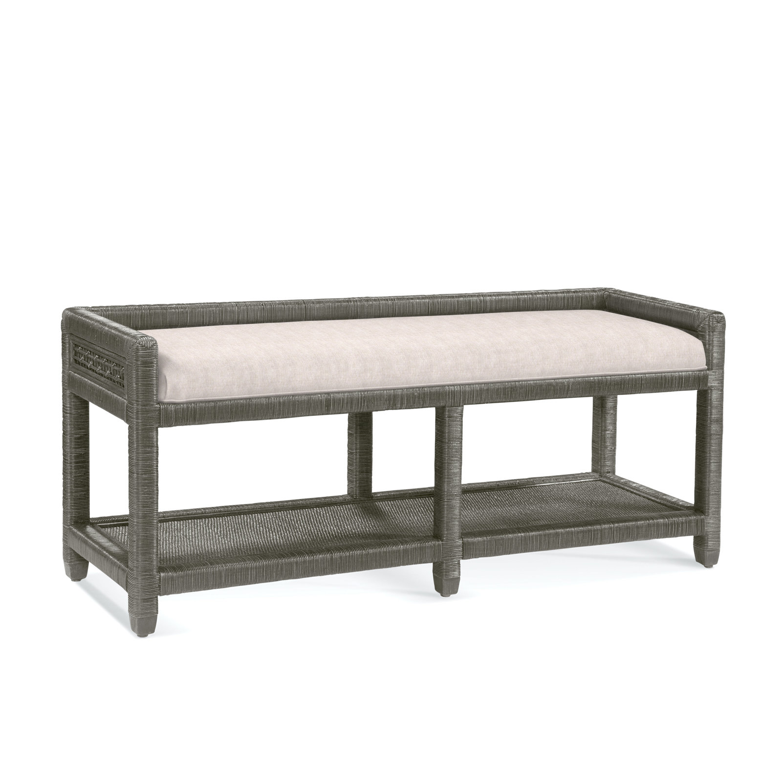Silvio 54" Storage Bench, Greystone, White Sugar Performance; 0863-91