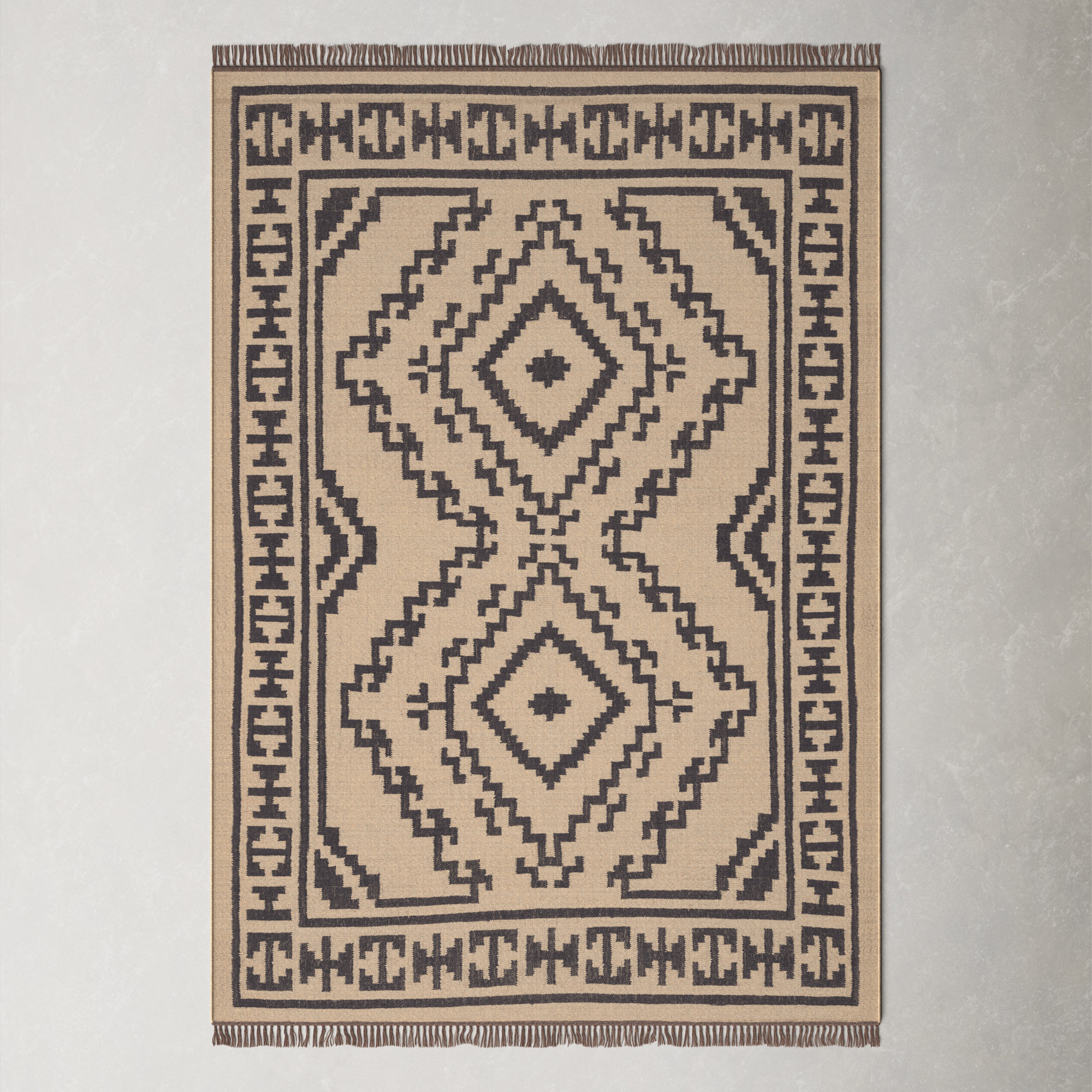 Louie Handmade Jute / Sisal Light Beige/Black Rug, Rectangle 8'10" x 11'9"