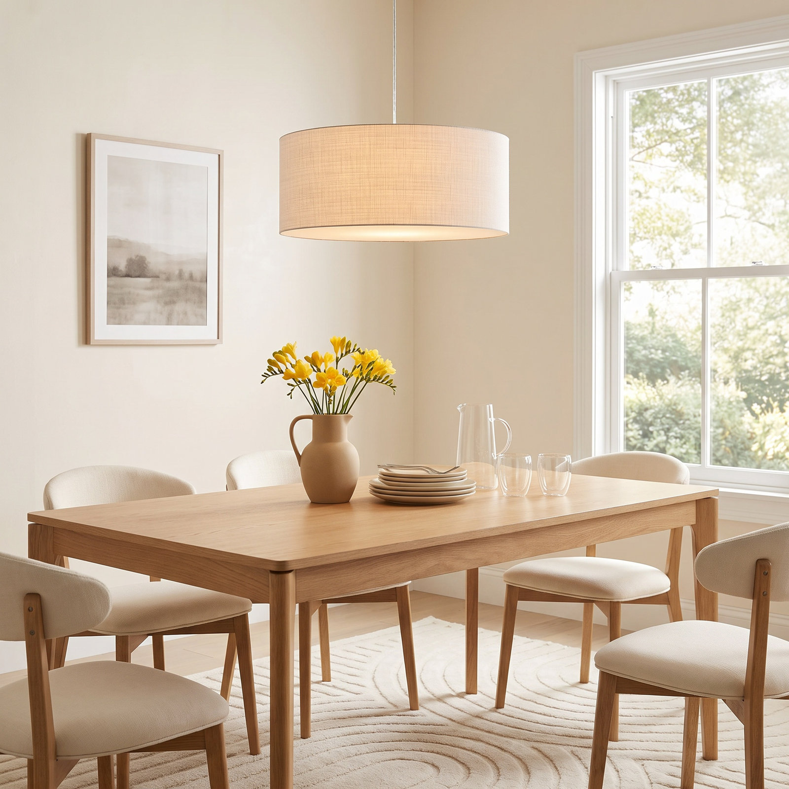 Pendant Kit Stretch Linen Drum Pendant, White