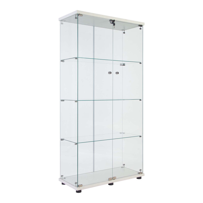 Vitrine lumineuse à DEL à deux portes avec 4 tablettes, idéale pour mettre en valeur des objets de collection et améliorer l'esthétique de la pièce