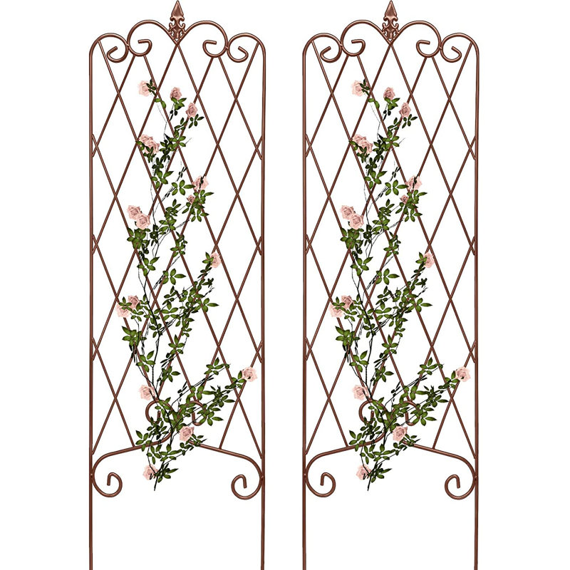 Meigs Iron Lattice Panel Trellis, Black, 60" H x 18" W x 0.98" D