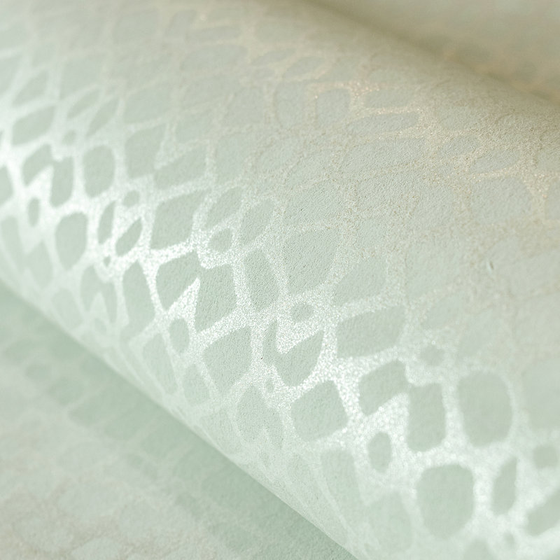 Slow Living Metallic Geometric Motif Wallpaper Roll, Frost Mint