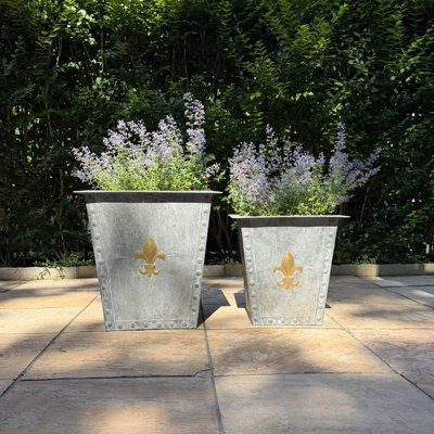 Large French Country Fleur Di Lise Planters, Set of 2