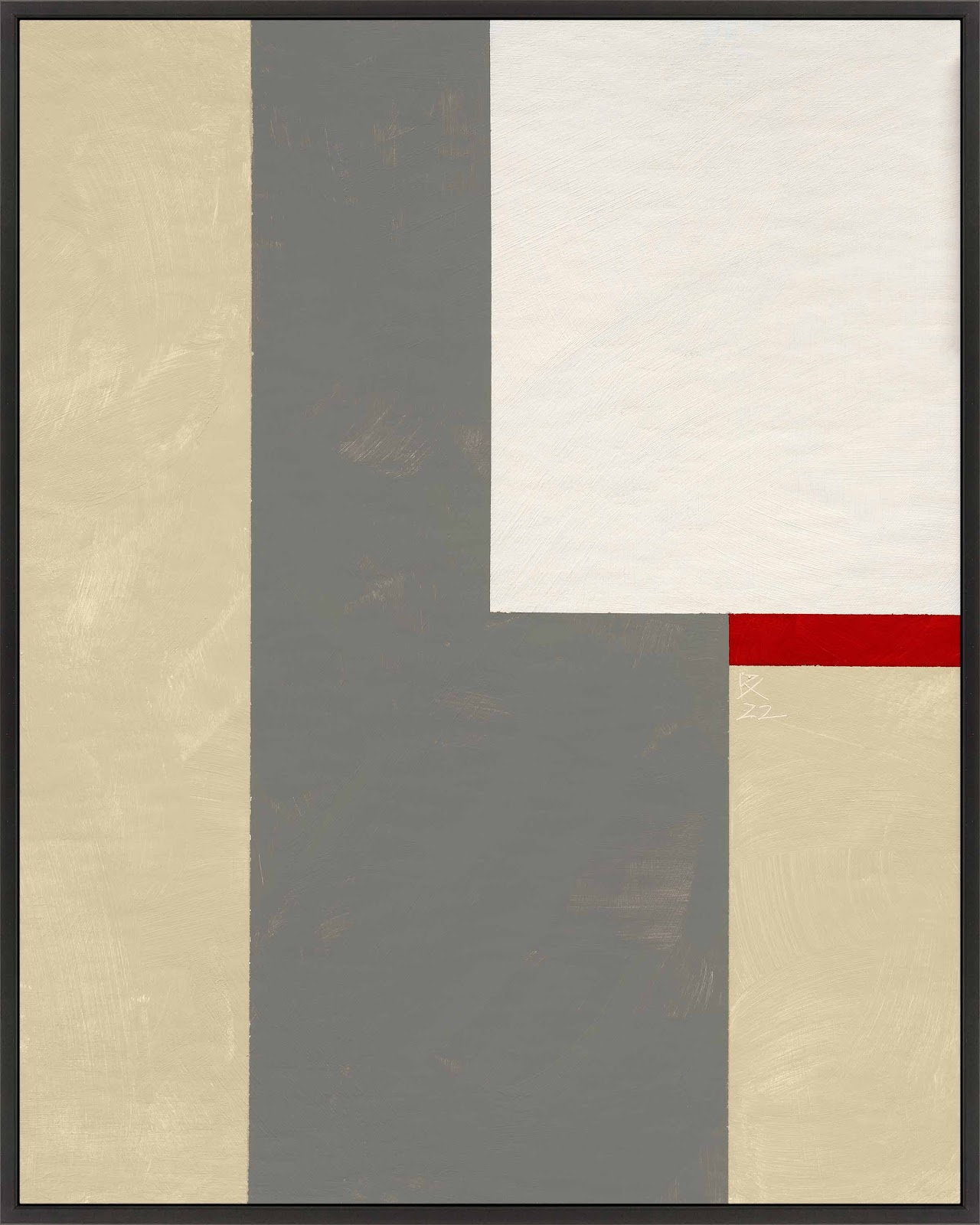 Slice of Red 2 Print by Robert Kamnatnik, Black Framed Canvas, 25" H x 20" W x 1.38" D