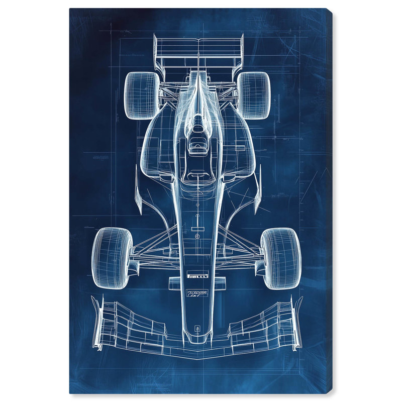 «Race Car Blueprint» par Art Remedy, H 30 po x l 20 po, Toile tendue, Toile tendue