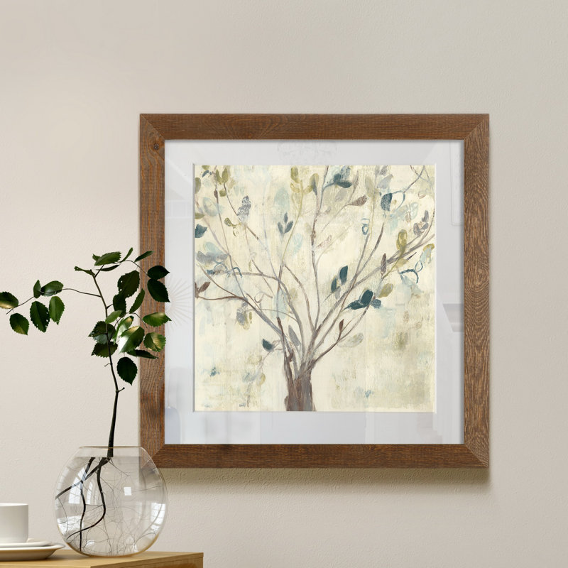 Trees Of Blue II - Single Picture Frame Painting, White, Maple Framed Paper, 28'' H x 28'' W x 1'' D