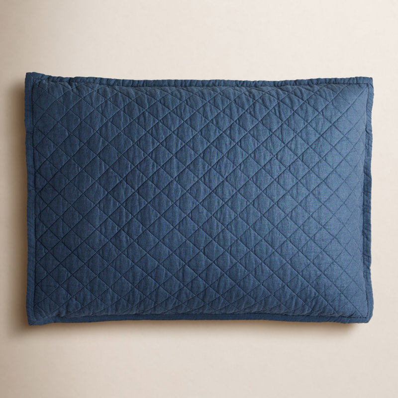 Jeffen Linen Blend Sham Set, King, Midnight Navy