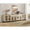 Buffet 4 en 1 multifonctionnel avec portes en verre et 5 tiroirs, crédence moderne avec tablette ajustable et base en métal, armoire à café