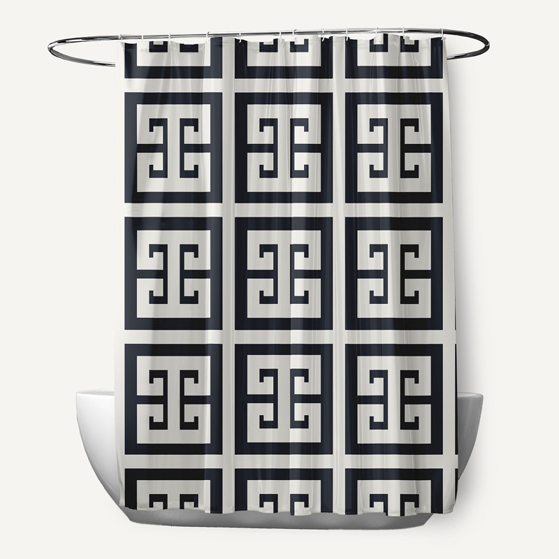 Geometric Shower Curtain, Dark Blue
