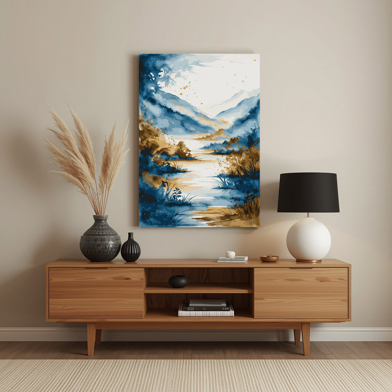 Aquarelle, paysage, 4, art mural en métal beige, H 14 po x l 11 po