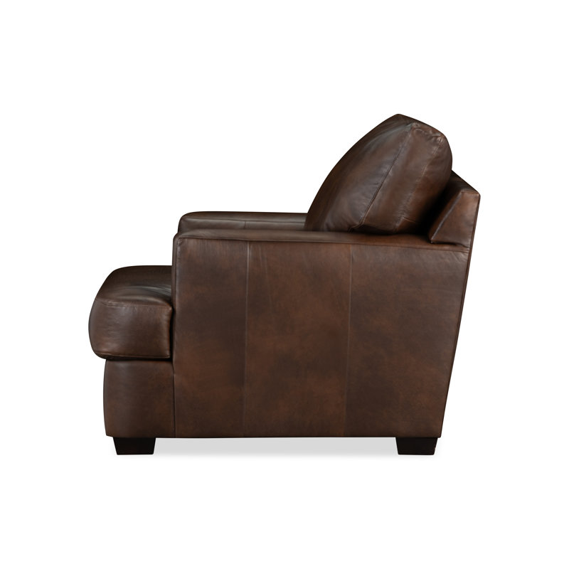 Chaise et demi en cuir Emilio, Cuir véritable galet Matador