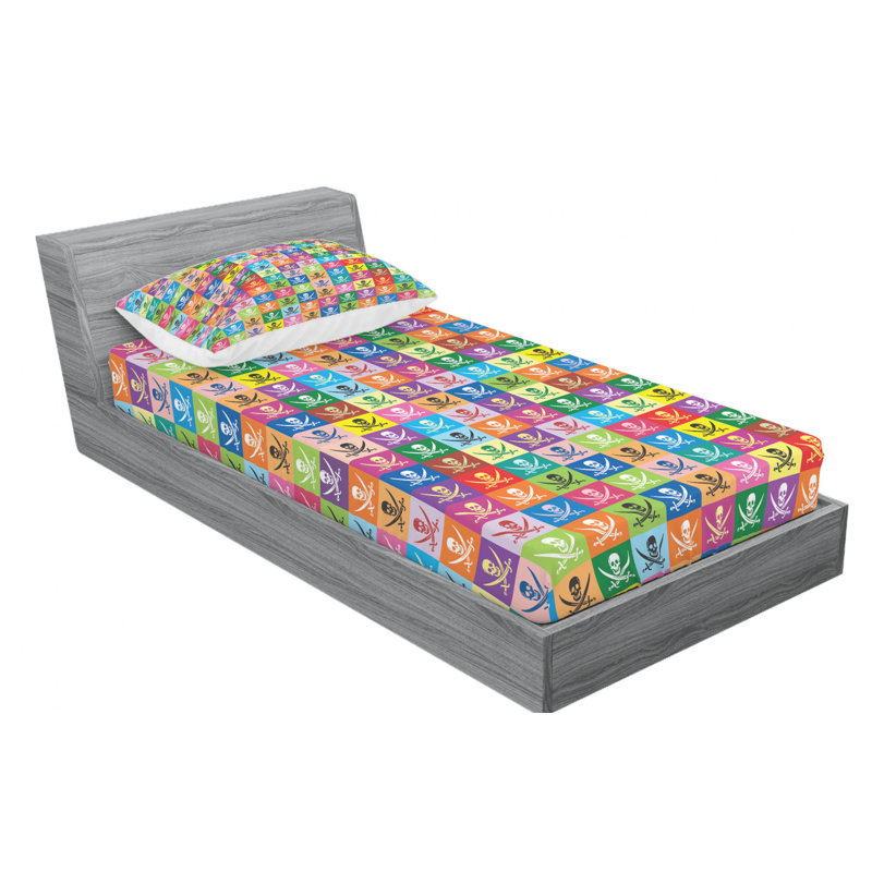 Microfiber Geometric Sheet Set, Twin Sheet Set + Fitted Sheet + 1 Pillowcase