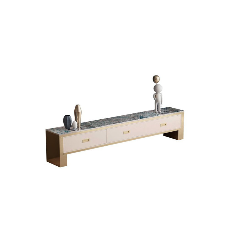 Light luxury stainless steel rock plate TV stand