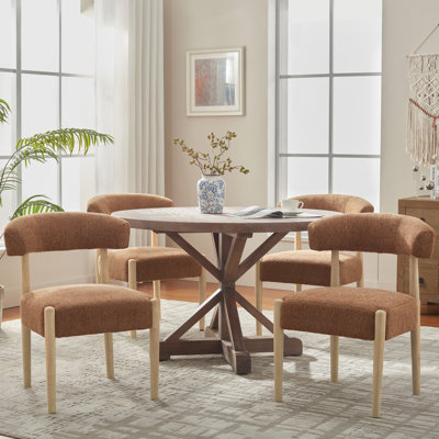 Chaise de salle à manger rembourrée avec pieds en bois massif (lot de 4)