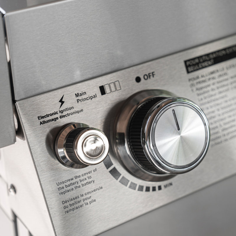 Barbecue au propane en acier inoxydable à brûleur 24367,4 de Monument Grills avec brûleurs latéraux doubles et station de cuisson infrarouge, 72 000 BTU - parfait pour les barbecues en famille, cadeau des Fêtes