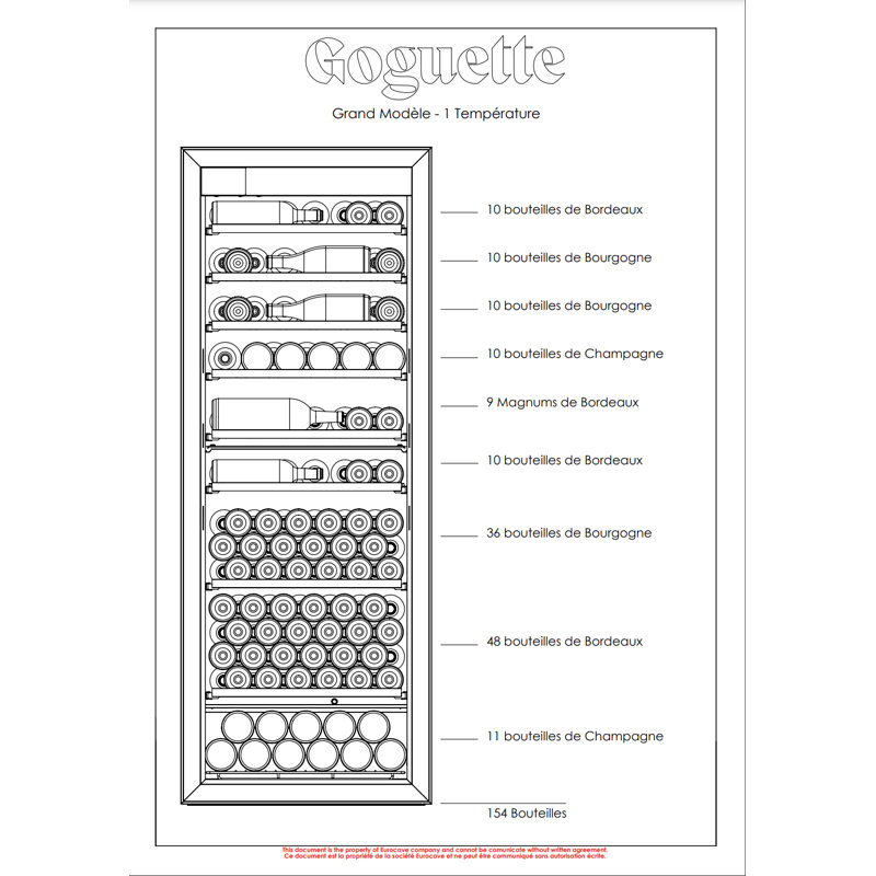 Goguette By The Eurocave Group [170+ Bottles] Freestanding Single Zone Wine Refrigerator, Black