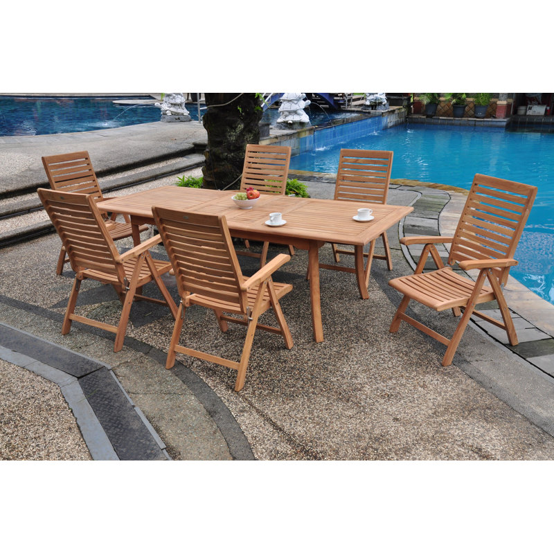 Ensemble repas 11 pièces teck luxueux Ledya, H 30,5 po x L 94 po x l 40 po, 6