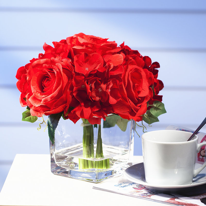 Silk Arrangement in Vase, Red