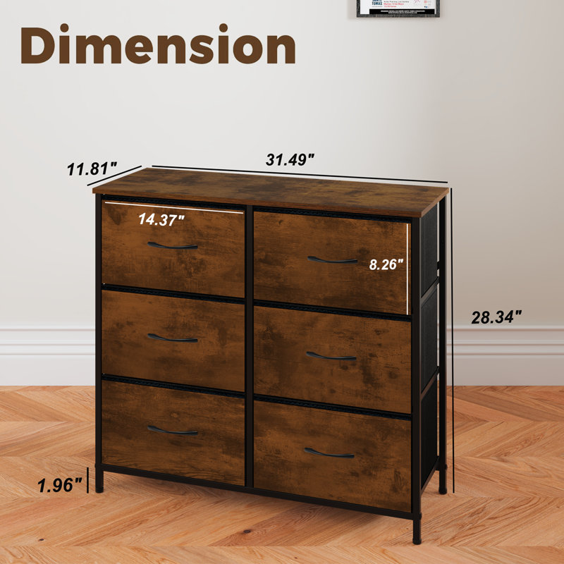 6 Drawer Storage Drawer, Brown/Black