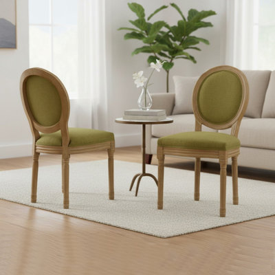 19.71" H Upholstered Side Chair, Decor King Louis Back Solid Wood Dining Chairs, Set of 2