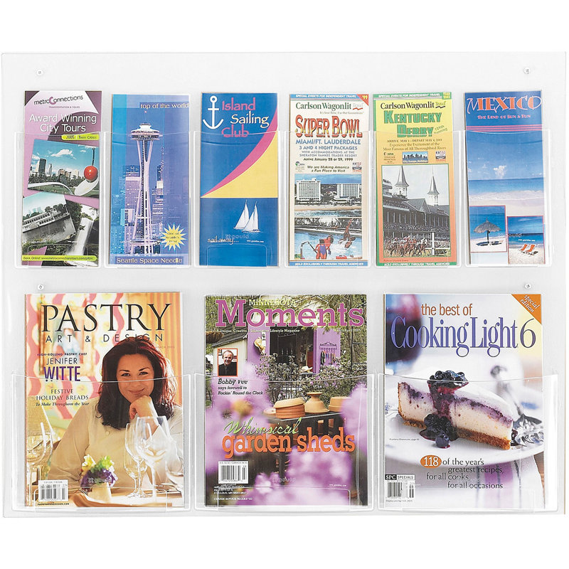 Clear Wall Mounted Plastic Magazine and Pamphlet Rack