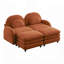 Teddy Fabric Cloud-like 2-Seat Sofa, Curved Backrest and Armrest with Lumbar Pillows, Modular Couch with 2 Movable Ottomans-997036396-997036398