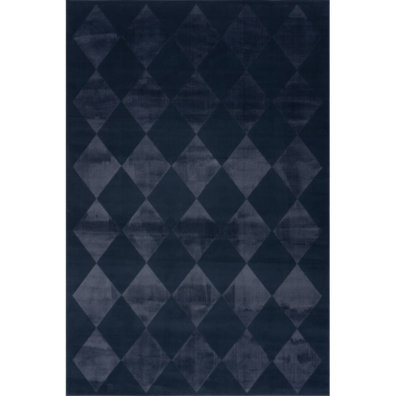  Erielle Diamond Washable Area Rug, Rectangle 3'6" x 5', Blue