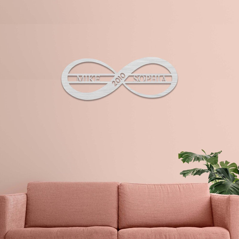 Art mural en métal personnalisé personnalisé Infinity Love, H 12 po x l 12 po x P 0,12 po, Oui