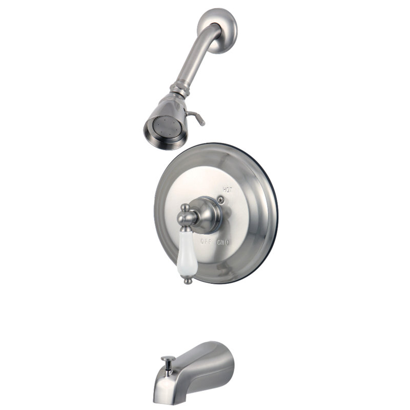 Kingston Brass Restoration Single-Handle Pressure Balanced Tub and Shower Faucet, 7, Brushed Nickel