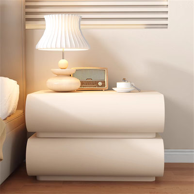Modern Wood Nightstand with 2 Drawers, No Assembly Required Bedside Table, Stylish Bedroom Storage Cabinet