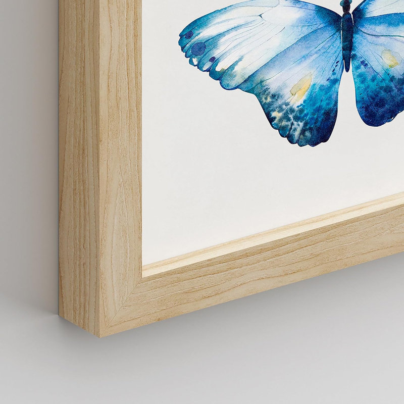 Papillon coloré, reproduction encadrée de 4 pièces, H 14 po x l 11 po x P 1 po, Encadré naturel