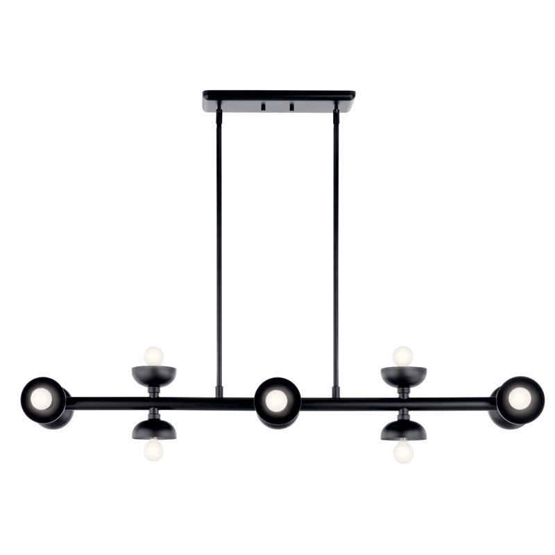 Palta 10 - Light Dimmable Sputnik Linear Chandelier, Black